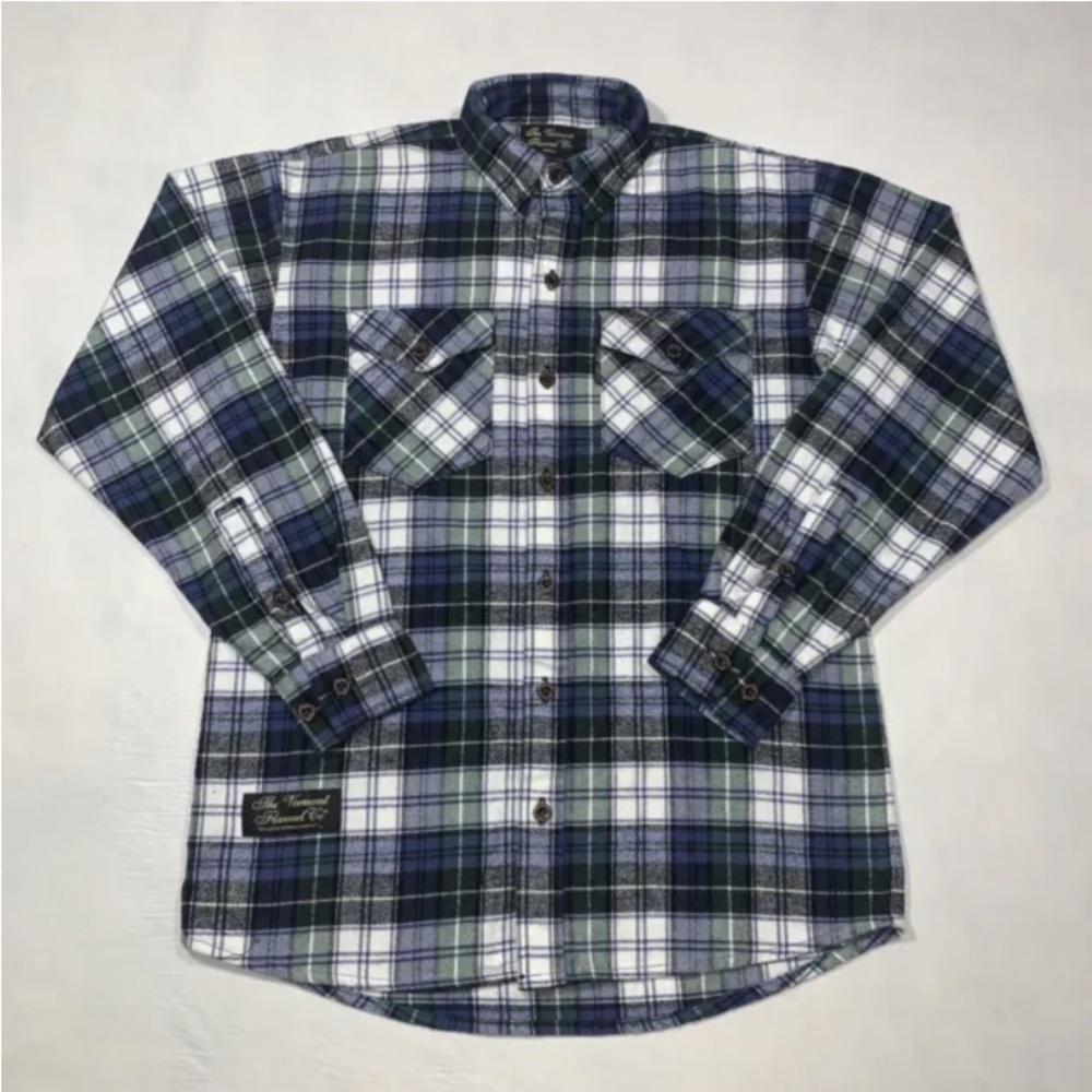 Vermont Flannel Co Mens Shirt Small Black Gray Buffalo Plaid Long Sleeve USA Md